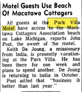 Park Villa Motel - July 1963 Article